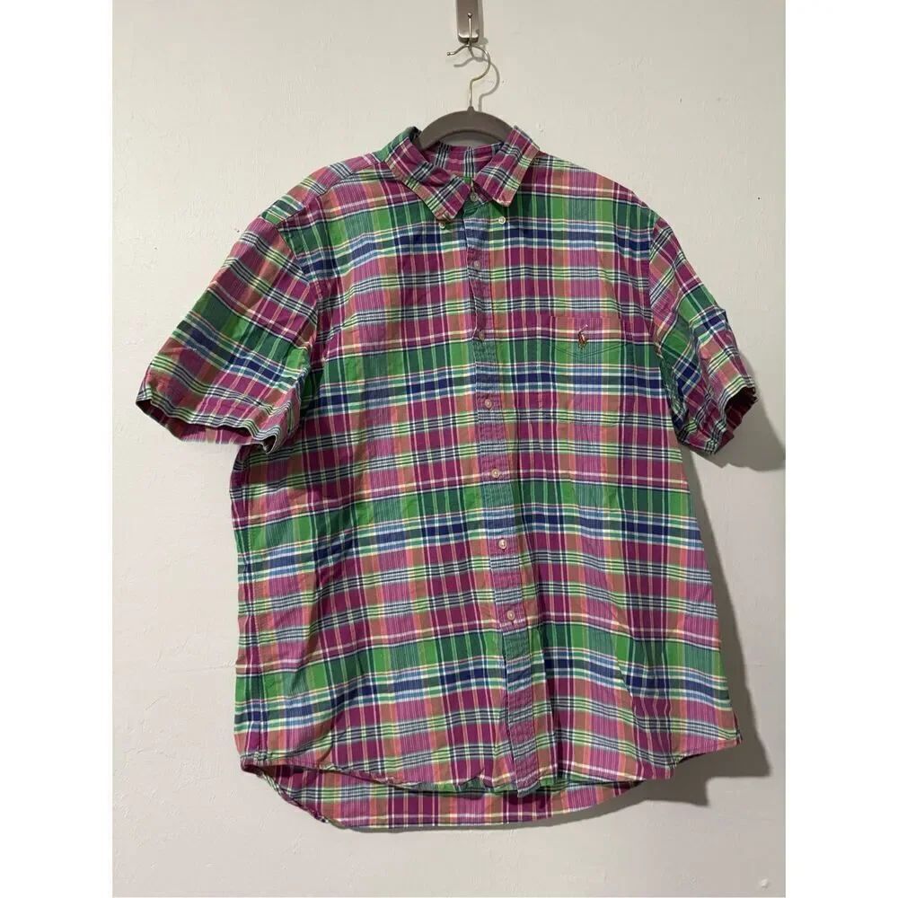 Ralph Lauren XL plaid short sleeve button front shirt